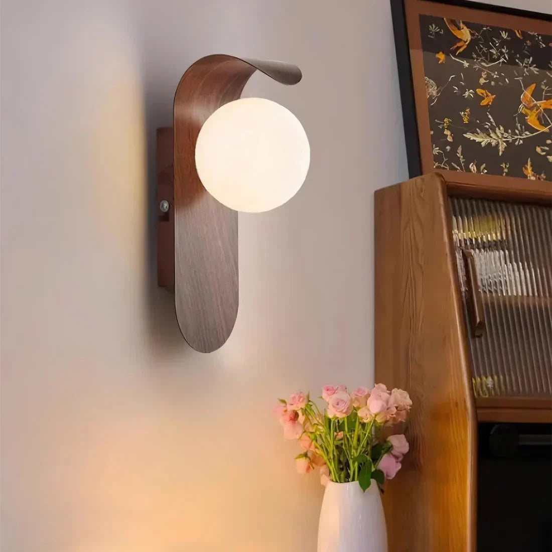Naoren – Wood Effect Spherical LED Wall Light