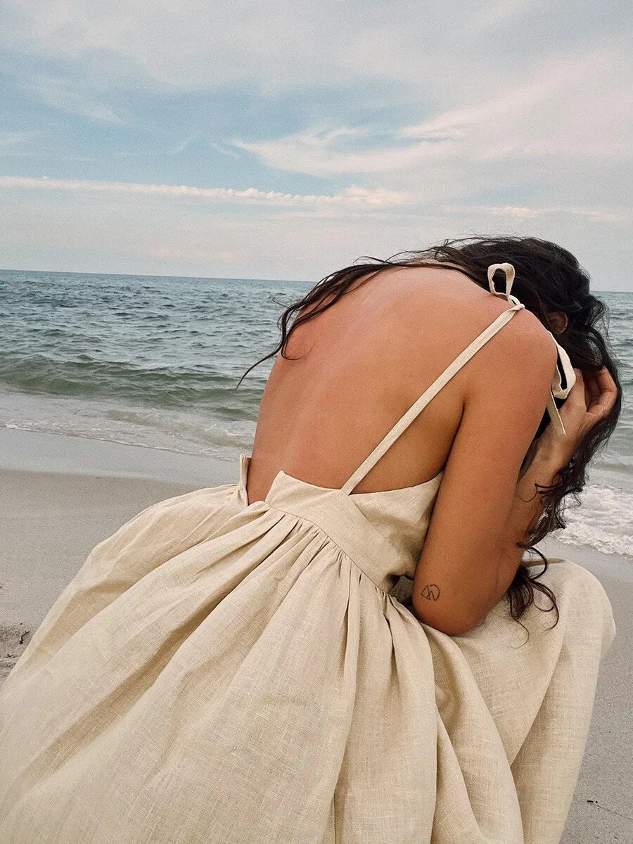 Desirae - casual strandjurk met open rug