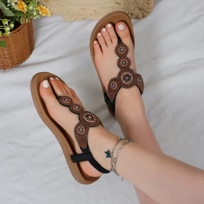 Yelina – Versierde Sandalen met Elastische Band