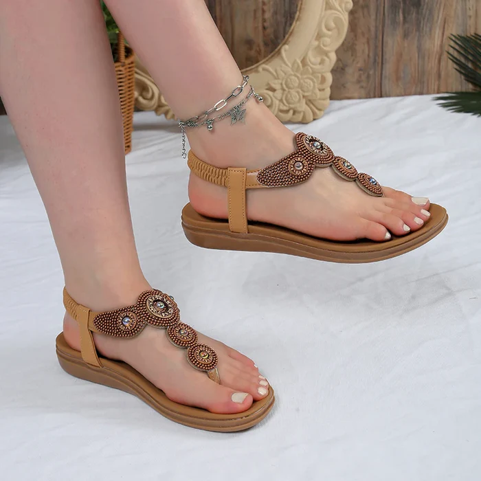 Yelina – Versierde Sandalen met Elastische Band