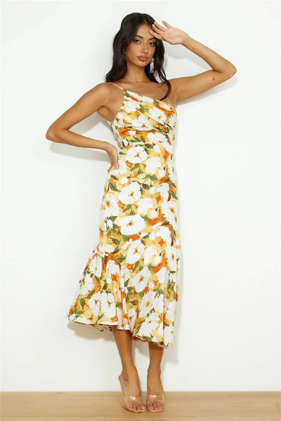 Pamela - elegante off-shoulder bloemenjurk